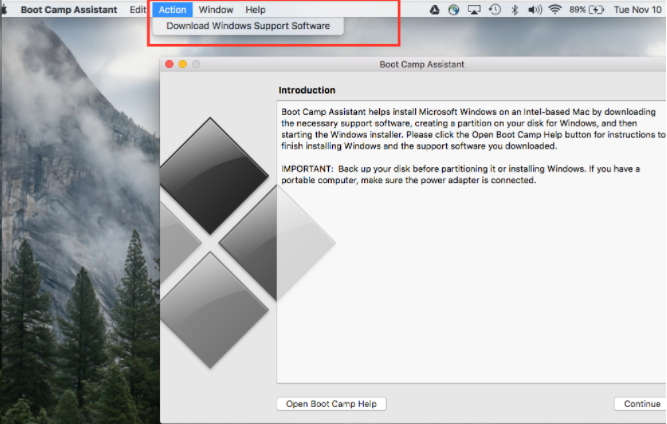 install windows support software for mac