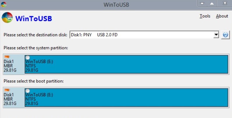 wintousb sector size not supported