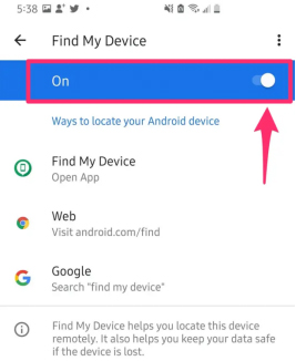 find my device android wont turn off
