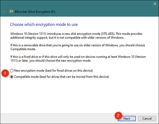 bitlocker encryption what is compatibility mode
