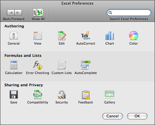 select large range in microsoft excel for mac