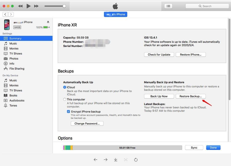 ibackup viewer notes restore to itunes