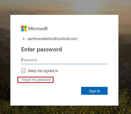 how do i change password on a microsoft email account