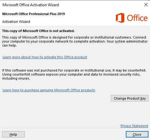 ms office activation wizard disable