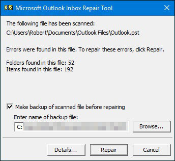 microsoft outlook inbox repair tool keeps popping up