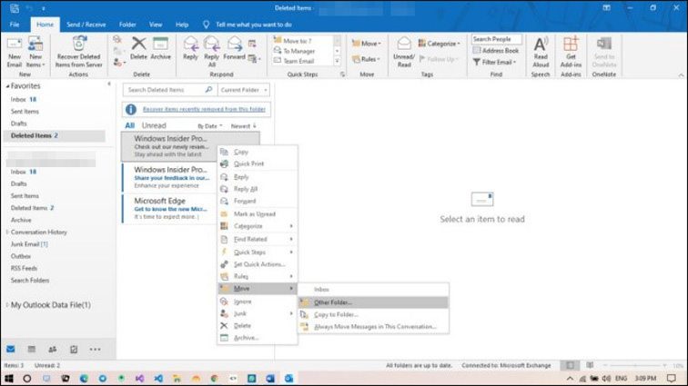 outlook 365 move mail folder to another user