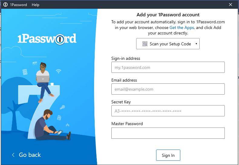 1password login without secret key