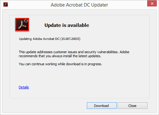 adobe updater not working windows 7