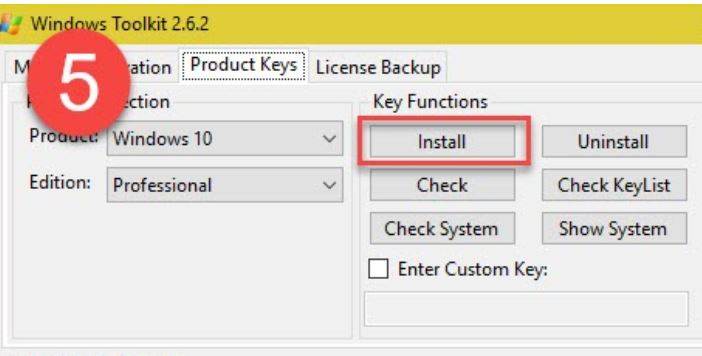 how to use windows toolkit 2.5.3 to get product key