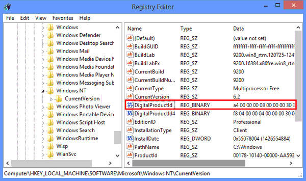 find office 2013 product key in registry