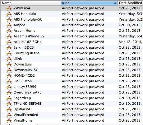 airport network password list