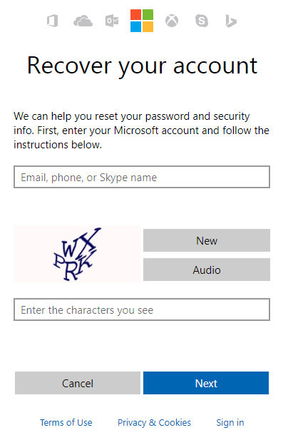 how to change skype password on surface