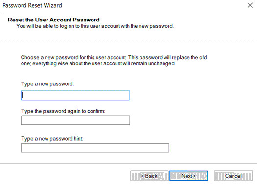 forgotten password wizard not launching