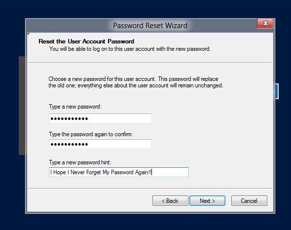 windows password wizard not using a disk