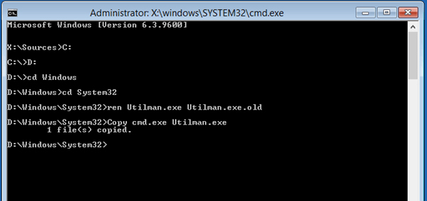 ren utilman cmd