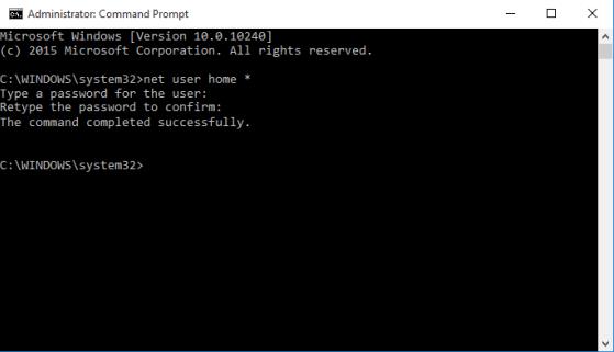 cmd prompt change a microsoft account password