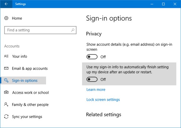 Account options. Sign-in options. After update это. Auto login with Microsoft account app. Name or password is Incorrect.